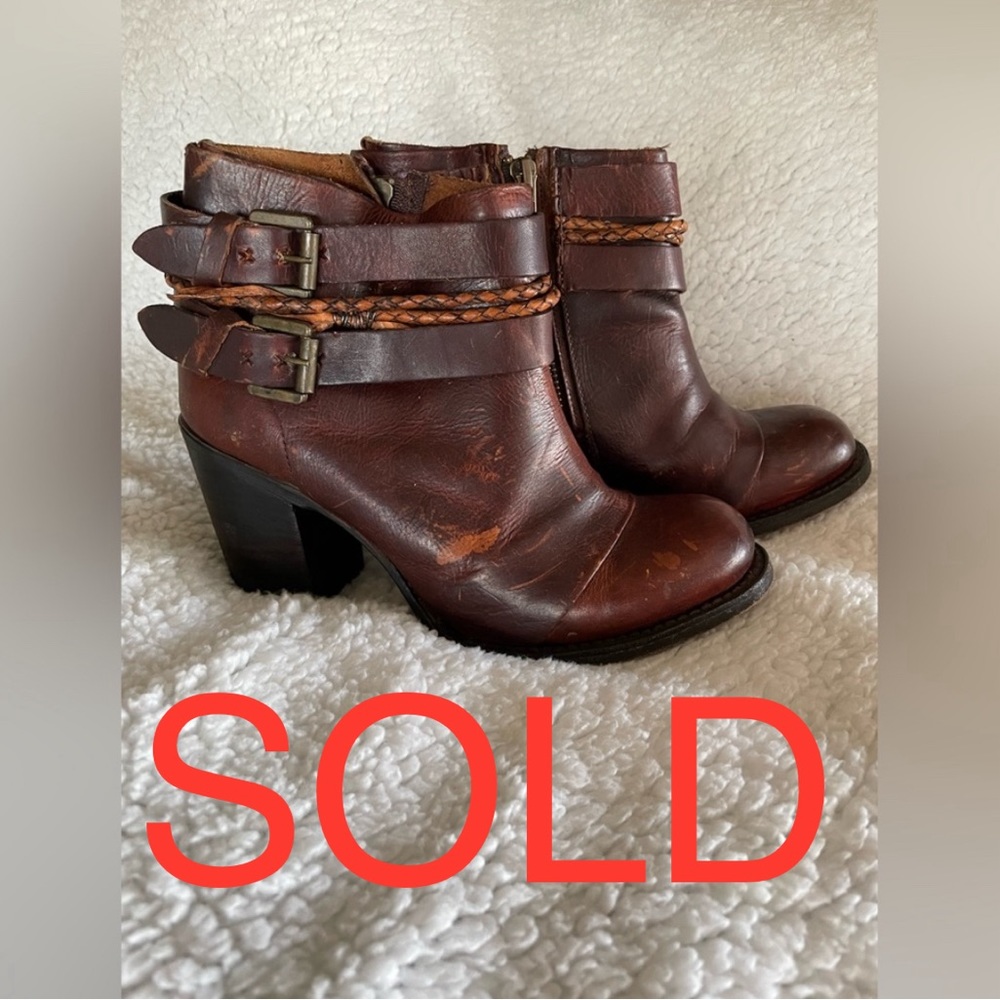 SOLD DO NOT BUY Freebird by Steven LION Ankle Booties Cognac Boots Leather 7